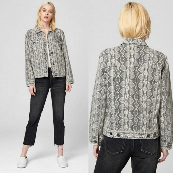 NEW BLANKNYC DENIM TRUCKER JACKET SNAKE PRINT - Picture 1 of 10